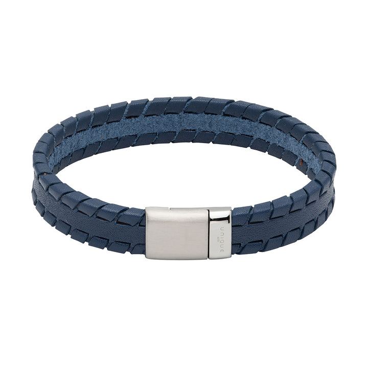 Unique & Co Navy Braided Leather Bracelet with Magnetic Clasp 21cm - Michael Jones Jeweller