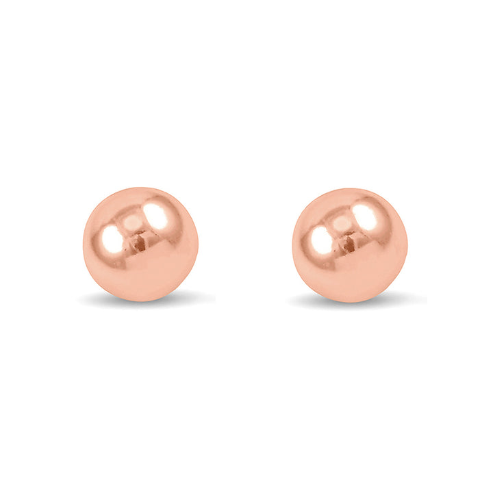Polished 9ct Rose Gold Ball Stud Earrings. 7mm - Michael Jones Jeweller