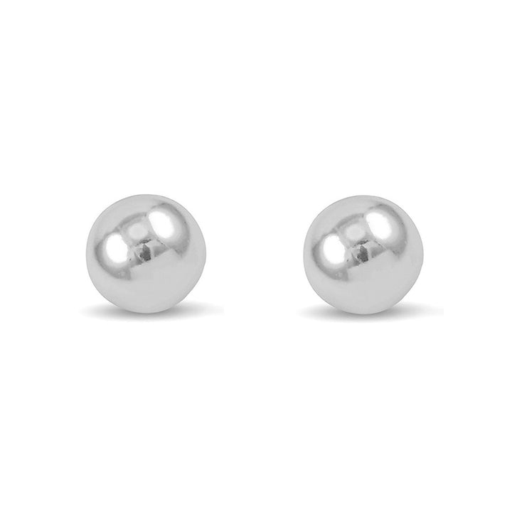 Polished 18ct White Gold Ball Stud Earrings. 7mm