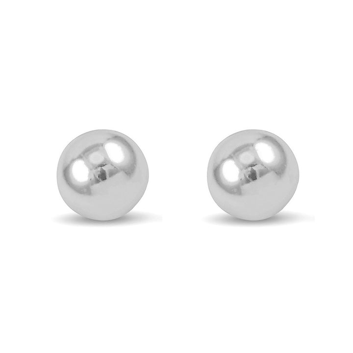 Polished 18ct White Gold Ball Stud Earrings. 8mm