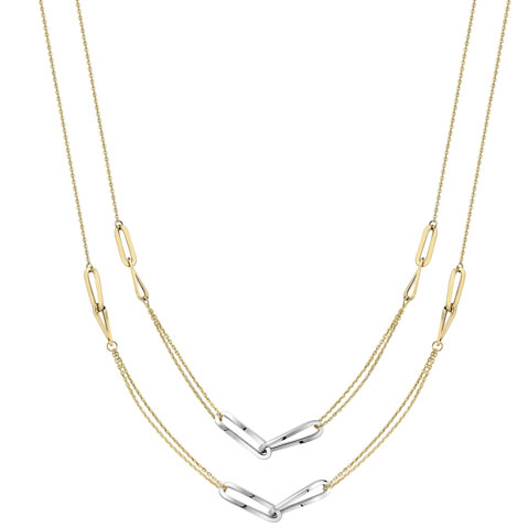 Elongated 9ct Yellow And White Gold Double Length Necklace - Michael Jones Jeweller