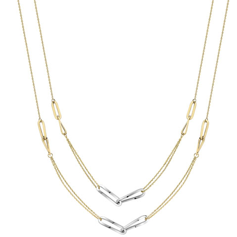 Elongated 9ct Yellow And White Gold Double Length Necklace