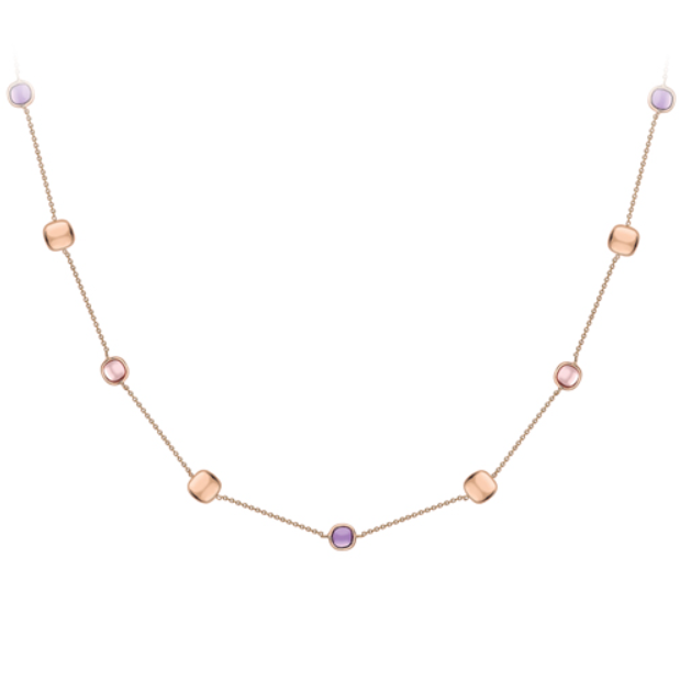 9ct Rose Gold Amethyst And Rose Quartz Necklace - Michael Jones Jeweller