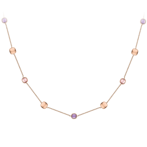 9ct Rose Gold Amethyst And Rose Quartz Necklace
