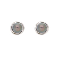 Black Cultured Pearl 9ct White Gold Knot Stud Earrings - Michael Jones Jeweller