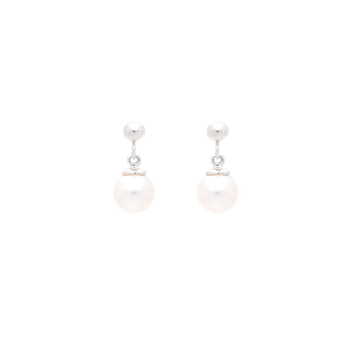Cultured Pearl 9ct White Gold Drop Earrings - Michael Jones Jeweller