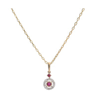 Ruby and Diamond 9ct Yellow Gold Circle Pendant - Michael Jones Jeweller