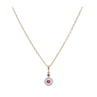 Ruby and Diamond 9ct Yellow Gold Circle Pendant - Michael Jones Jeweller