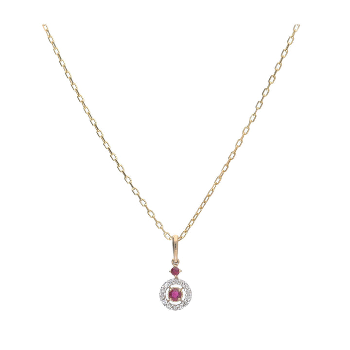 Ruby and Diamond 9ct Yellow Gold Circle Pendant - Michael Jones Jeweller