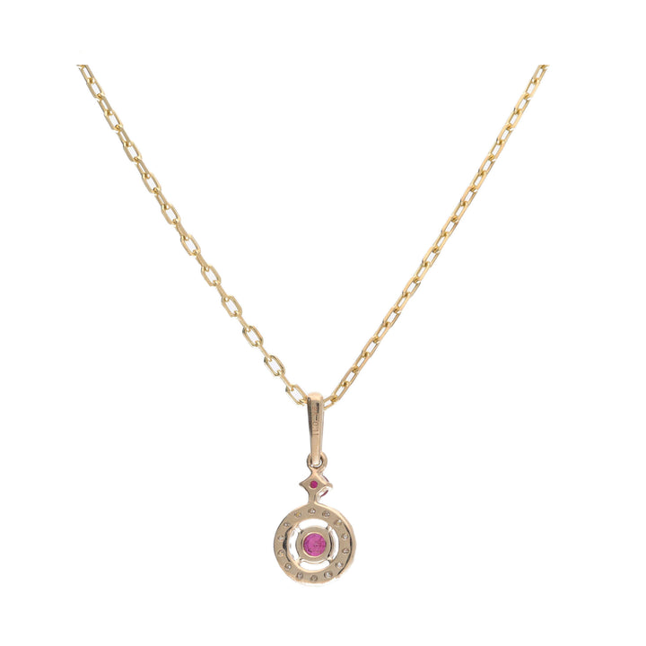 Ruby and Diamond 9ct Yellow Gold Circle Pendant - Michael Jones Jeweller