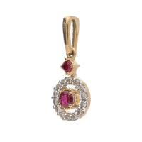 Ruby and Diamond 9ct Yellow Gold Circle Pendant - Michael Jones Jeweller