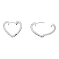 Heart Shaped Diamond 9ct White Gold Hoop Earrings - Michael Jones Jeweller
