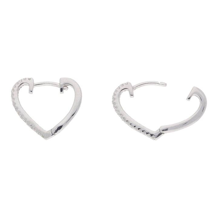Heart Shaped Diamond 9ct White Gold Hoop Earrings - Michael Jones Jeweller