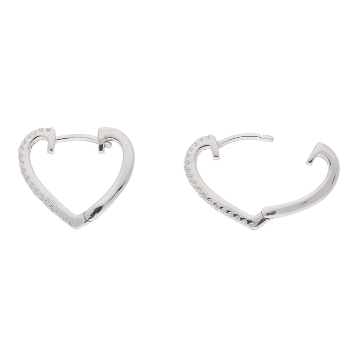 Heart Shaped Diamond 9ct White Gold Hoop Earrings