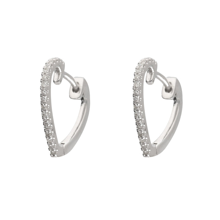 Heart Shaped Diamond 9ct White Gold Hoop Earrings