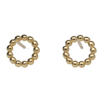 Bobble Open Circle 9ct Yellow Gold Stud Earrings