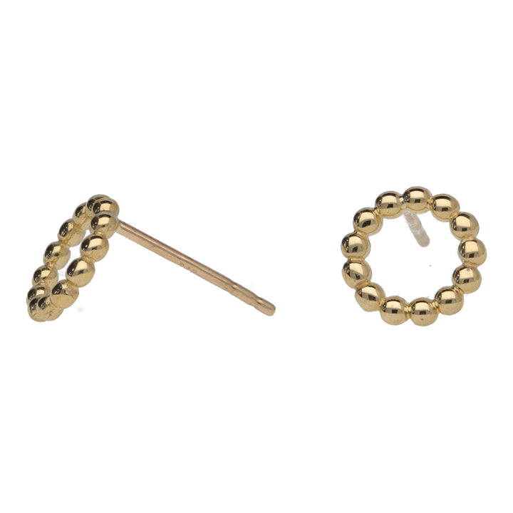 Bobble Open Circle 9ct Yellow Gold Stud Earrings