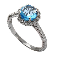Blue Topaz and Diamond 9ct White Gold Twisted Cluster Ring - Michael Jones Jeweller