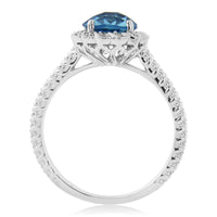 Blue Topaz and Diamond 9ct White Gold Twisted Cluster Ring - Michael Jones Jeweller