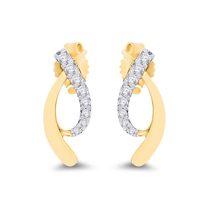 9ct Yellow Gold Curved Diamond Studs - Michael Jones Jeweller