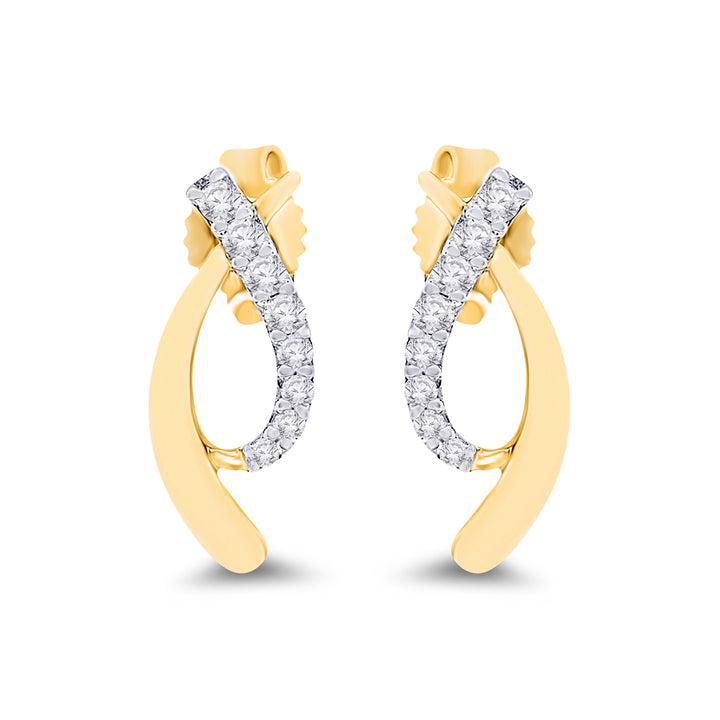 9ct Yellow Gold Curved Diamond Studs