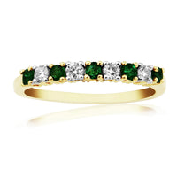 Emerald and Diamond 9ct Yellow Gold Eternity Ring