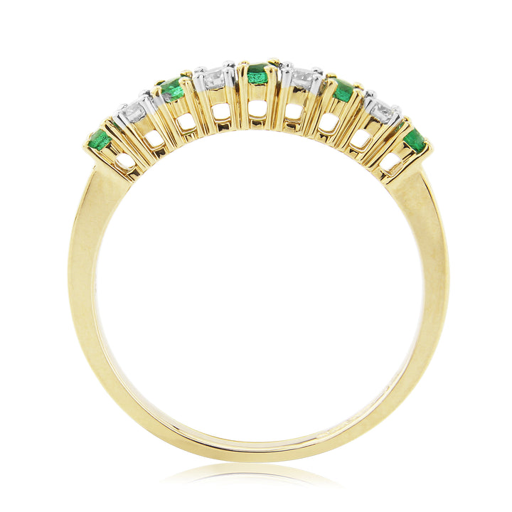 Emerald and Diamond 9ct Yellow Gold Eternity Ring