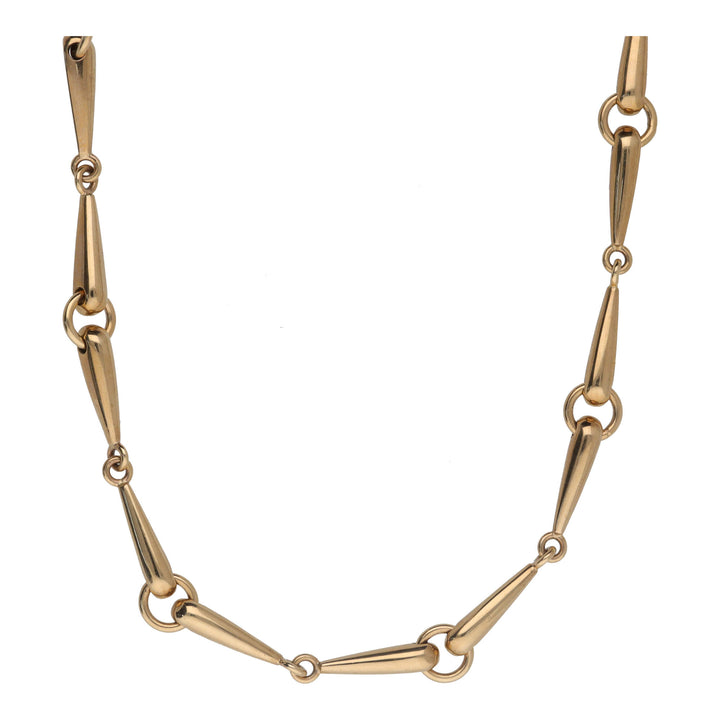 Fancy Teardrop Bar and Round Link 9ct Yellow Gold 18 Inch Chain