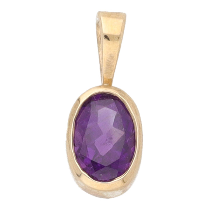 Oval Amethyst 9ct Yellow Gold Pendant - Michael Jones Jeweller