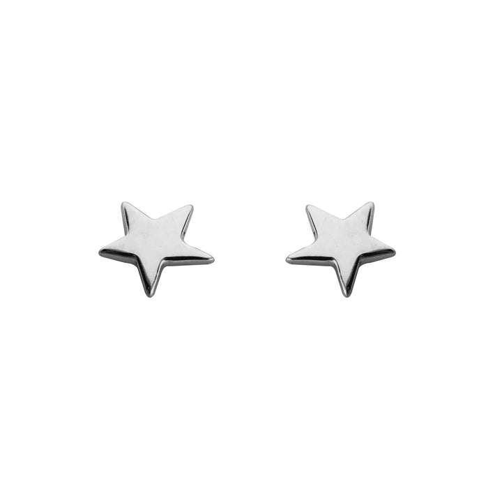 White Gold Star Stud Earrings