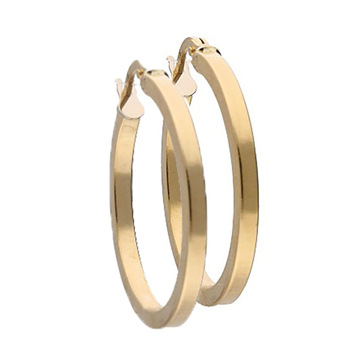Flat Circle 25mm 18ct Yellow Gold Hoop Earrings - Michael Jones Jeweller