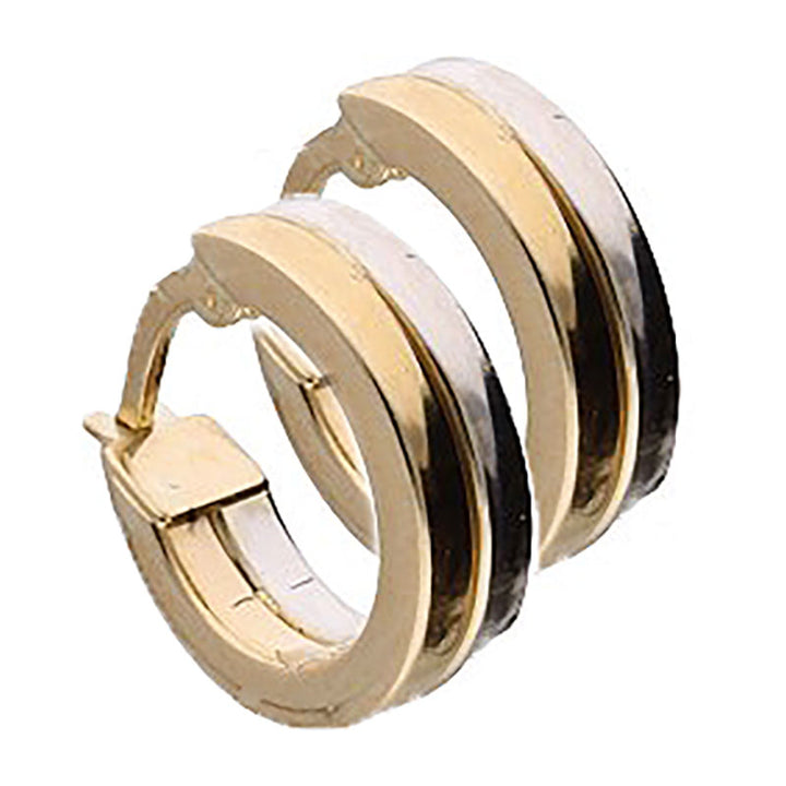 White and Yellow Gold Small Double Hoop Earrings - Michael Jones Jeweller