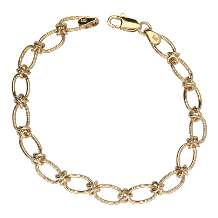 Open Oval Alternating Link 9ct Yellow Gold Bracelet