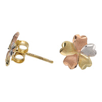 Brushed Petal Three Colour Flower Stud Earrings - Michael Jones Jeweller
