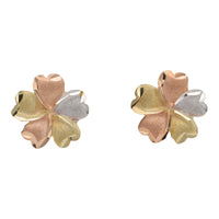 Brushed Petal Three Colour Flower Stud Earrings - Michael Jones Jeweller