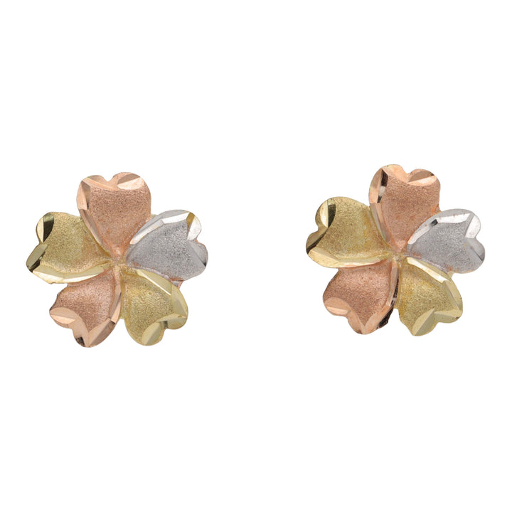 Brushed Petal Three Colour Flower Stud Earrings - Michael Jones Jeweller