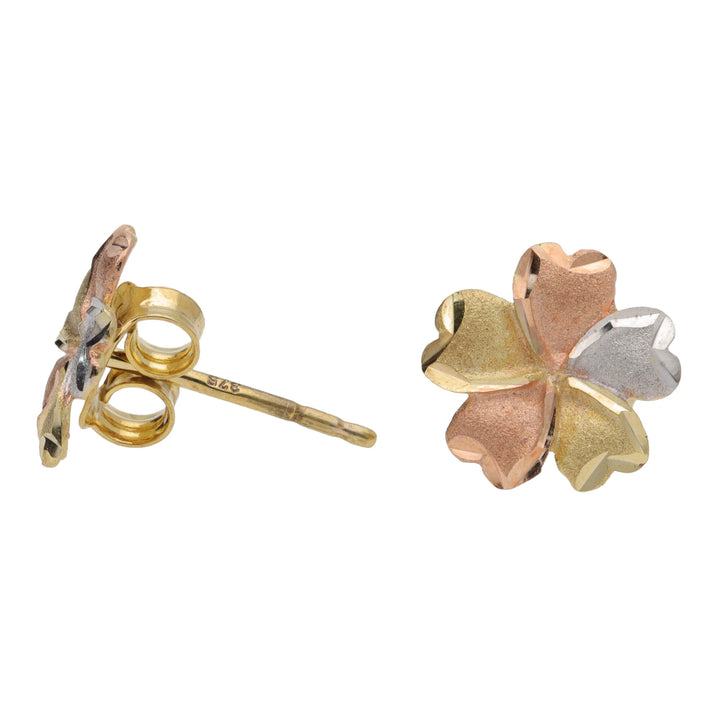 Brushed Petal Three Colour Flower Stud Earrings - Michael Jones Jeweller