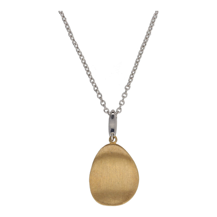 Diamond Set Satin Disc 9ct Yellow and White Gold Necklace