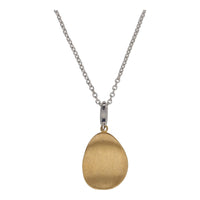 Diamond Set Satin Disc 9ct Yellow and White Gold Necklace - Michael Jones Jeweller