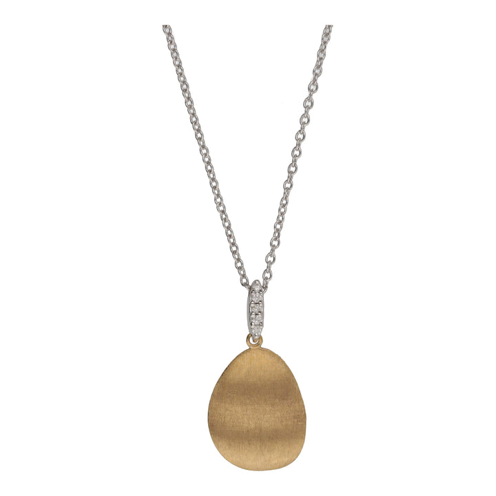Diamond Set Satin Disc 9ct Yellow and White Gold Necklace - Michael Jones Jeweller