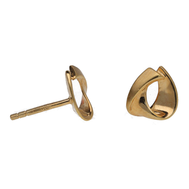 Polished Ribbon Twist 18ct Yellow Gold Stud Earrings - Michael Jones Jeweller