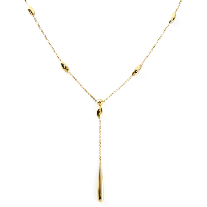 Marquise Station and Drop 9ct Yellow Gold Pendant - Michael Jones Jeweller