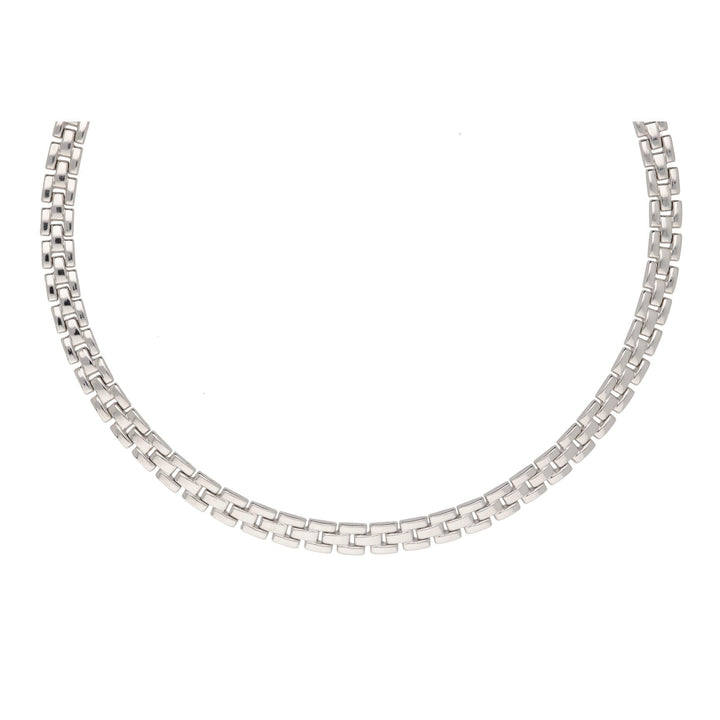 Brick Link 43cm 9ct White Gold Necklace - Michael Jones Jeweller
