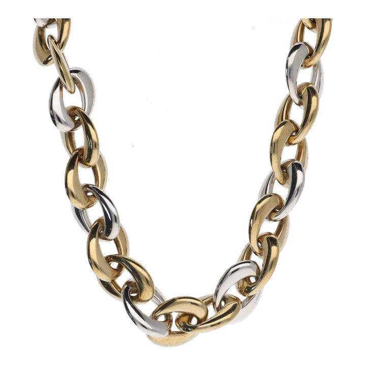Chunky Oval Link 9ct Yellow and White Gold Necklace