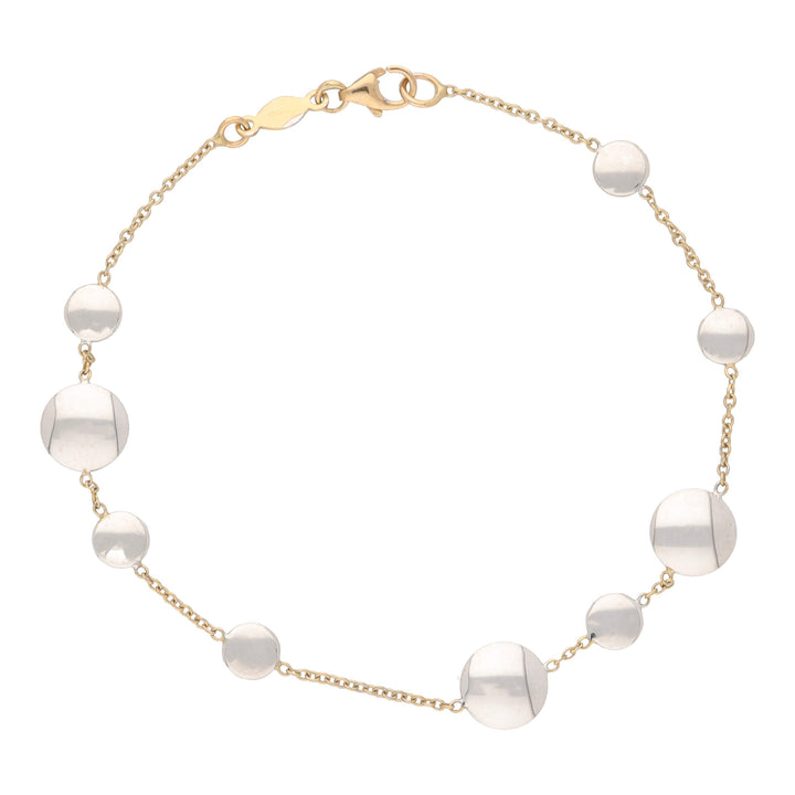 Multi Disc 9ct Yellow and White Gold Station Style Bracelet - Michael Jones Jeweller