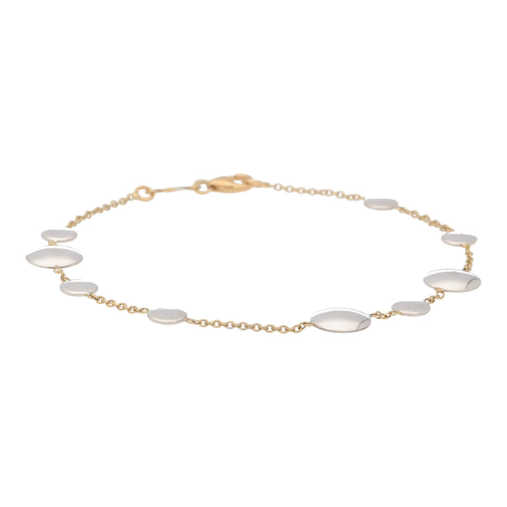 Multi Disc 9ct Yellow and White Gold Station Style Bracelet - Michael Jones Jeweller