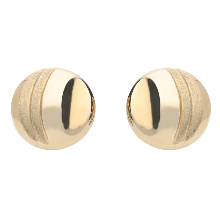 Brushed and Polished Domed 9ct Yellow Gold Stud Earrings
