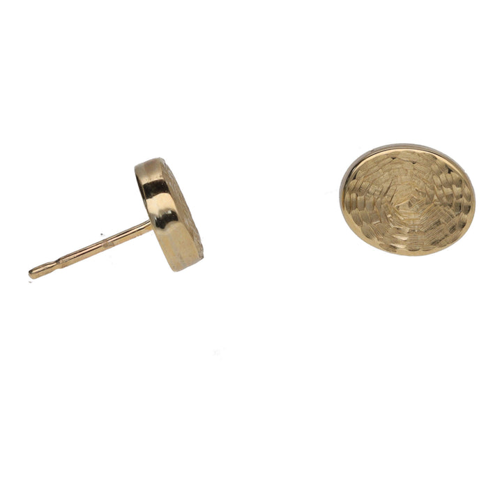 Oval 9ct Yellow Gold Engine Turned Stud Earrings