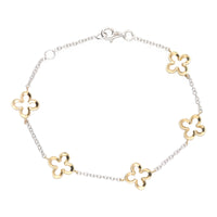 Open Flower 9ct Yellow and White Gold Station Bracelet - Michael Jones Jeweller