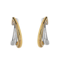 Crossover 9ct Yellow and White Gold Hoop Earrings - Michael Jones Jeweller
